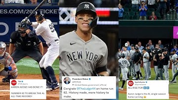 World react to Aaron Judge AL record 62nd home run || Yankees, Baseball, Reaction