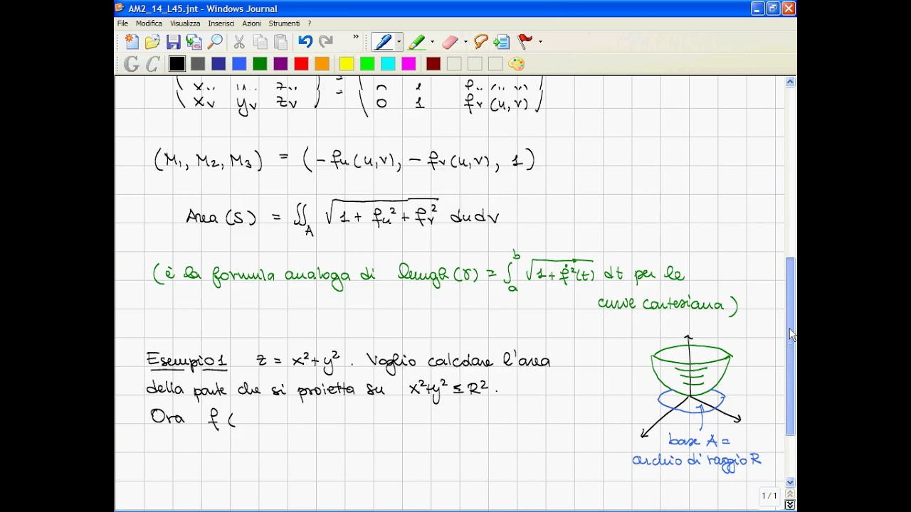 45 Formula per l'area di una superficie cartesiana, di rotazione, teorema di Guldino