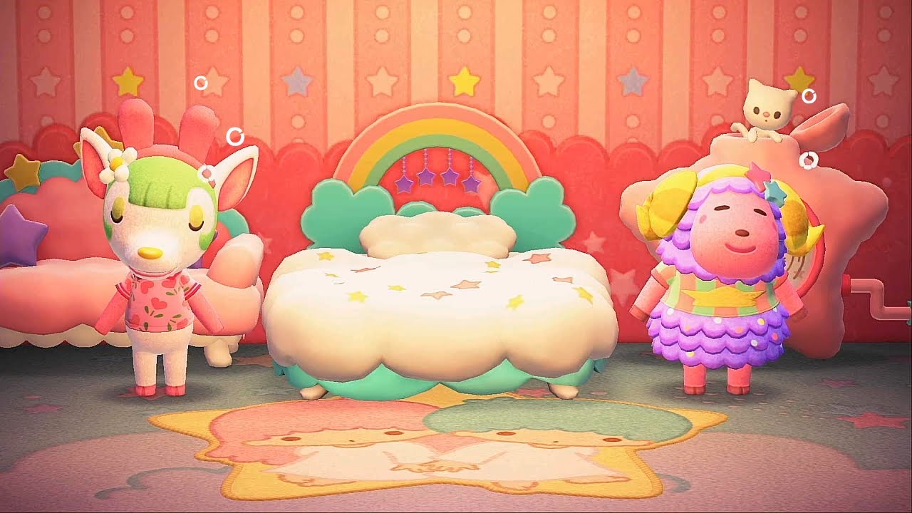 Sanrio villagers all sleep standing up, whether or not they have a bed