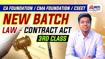 CA/CMA Foundation & CSEET | LAW - Contract Act | 3rd Class | Mohit Agarwal