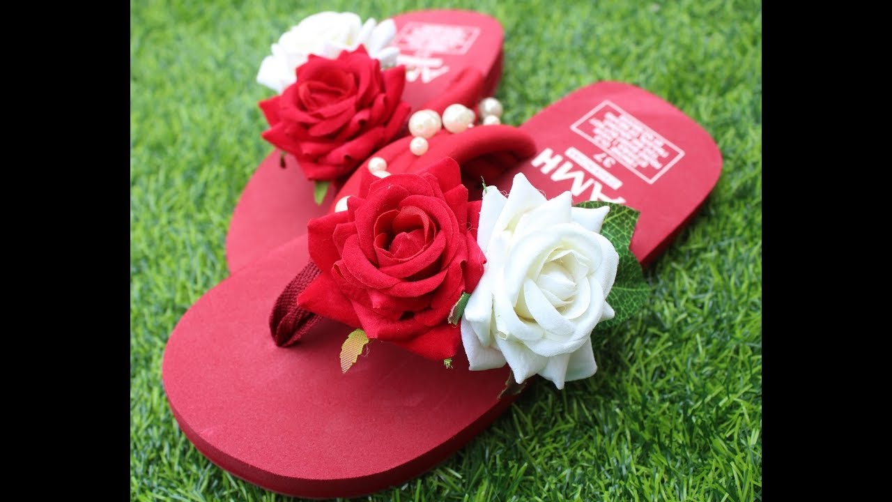 flip flops with flowers on them