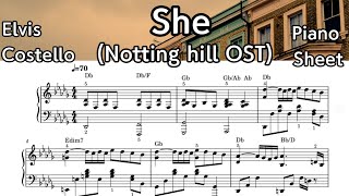 She (Notting Hill OST )/ Piano. Sheet Music /  Elvis Costello  / by SangHeart Play