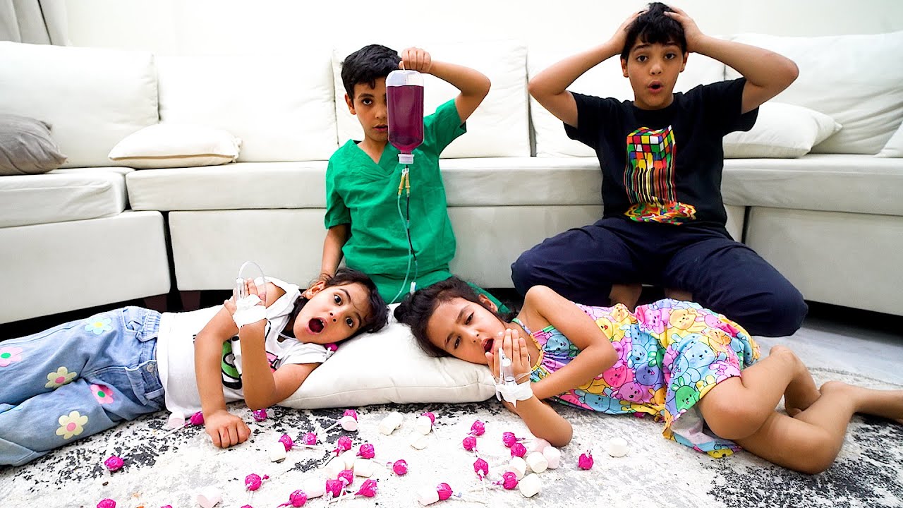 ميمي و اختها تعبوا من الحلويات والدكتور عالجهم ! شفا