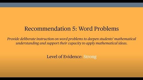 Recommendation 5: Word Problems