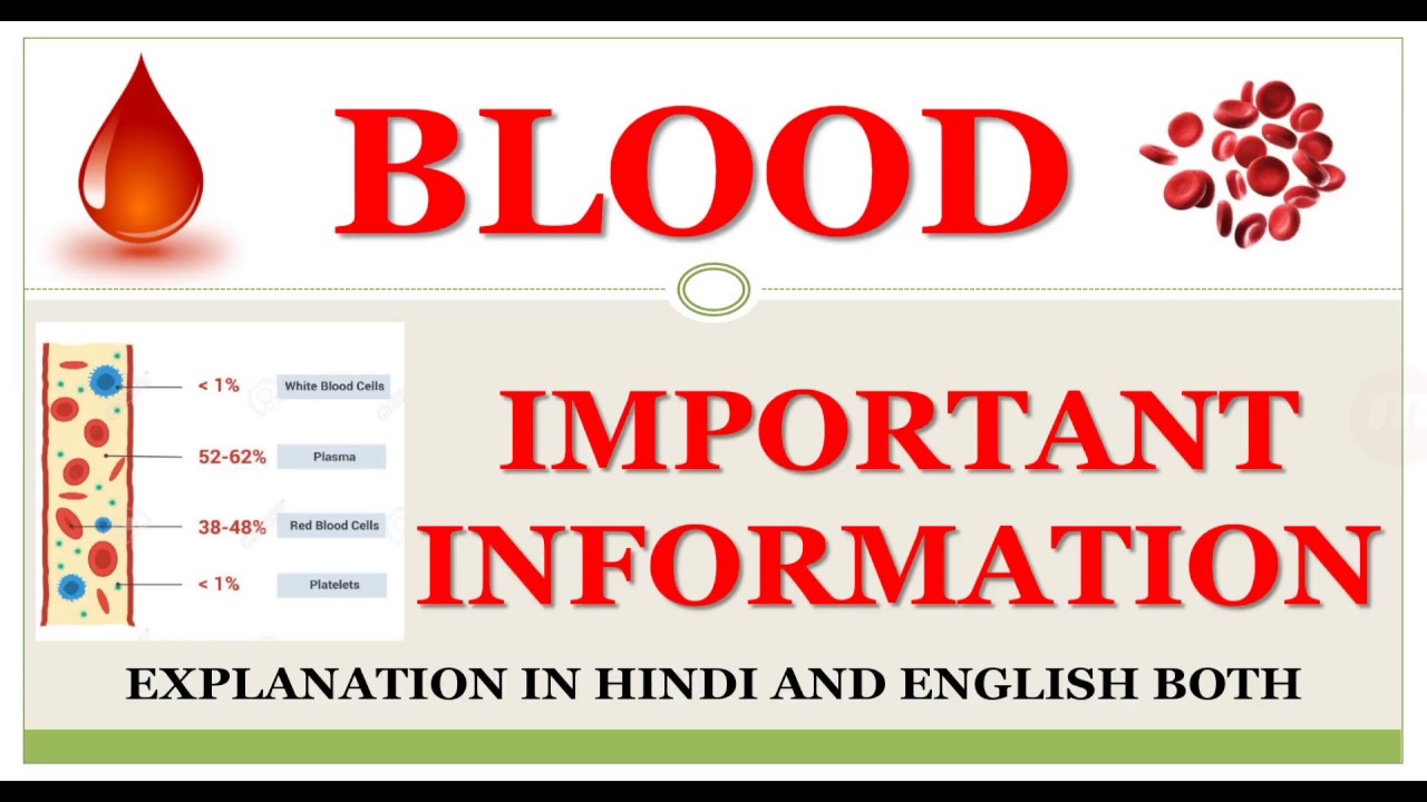 BLOOD IMPORTANT INFORMATION WITH EXPLANATIONS IN HINDI AND ENGLISH