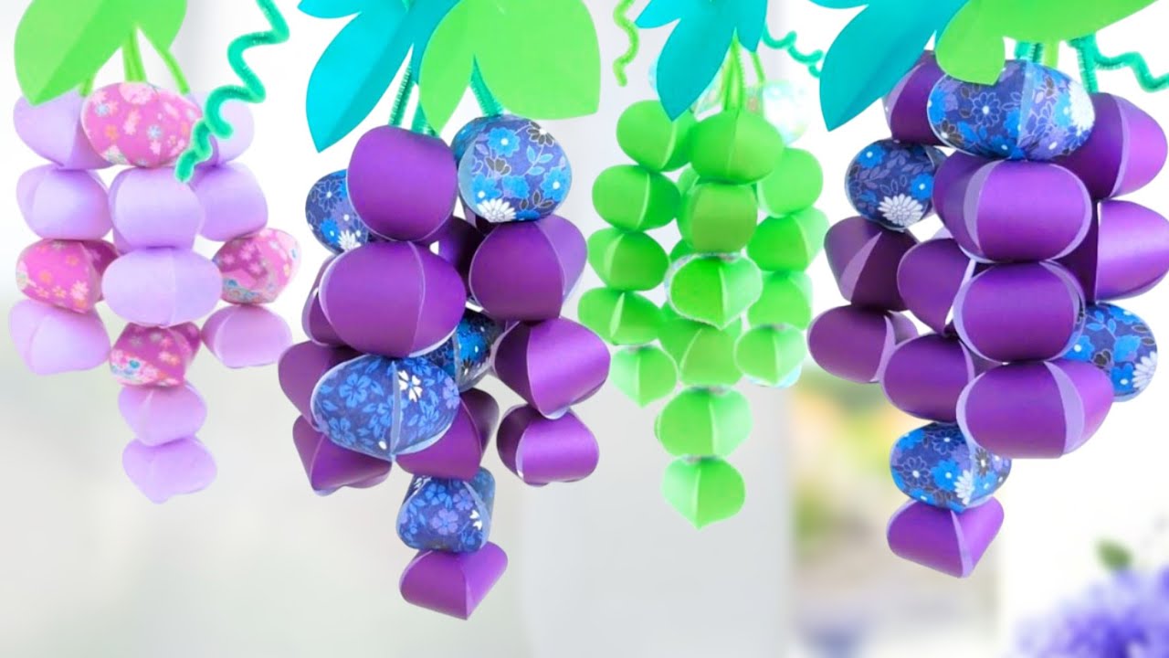 Easy] 3D Origami Grapes 🍇 [Fall Wall Decor & Hanging Ornaments