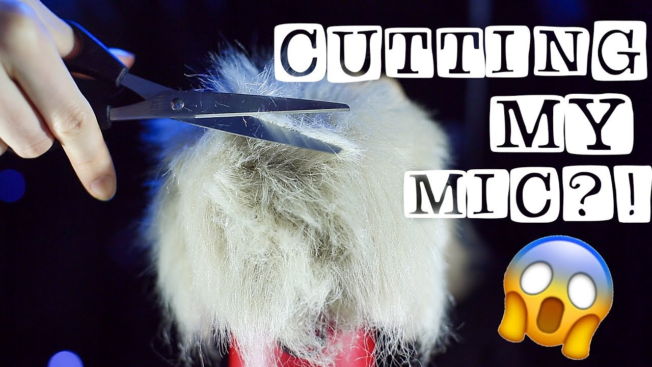 ✂️ ASMR - CUTTING MY FLUFFY MIC?!? ✂️ hair massage, cutting sound, combing