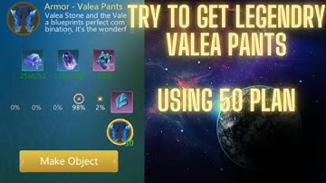 Try to get Legendary Valea Pants by using 50 Plans in Utopia Origin.