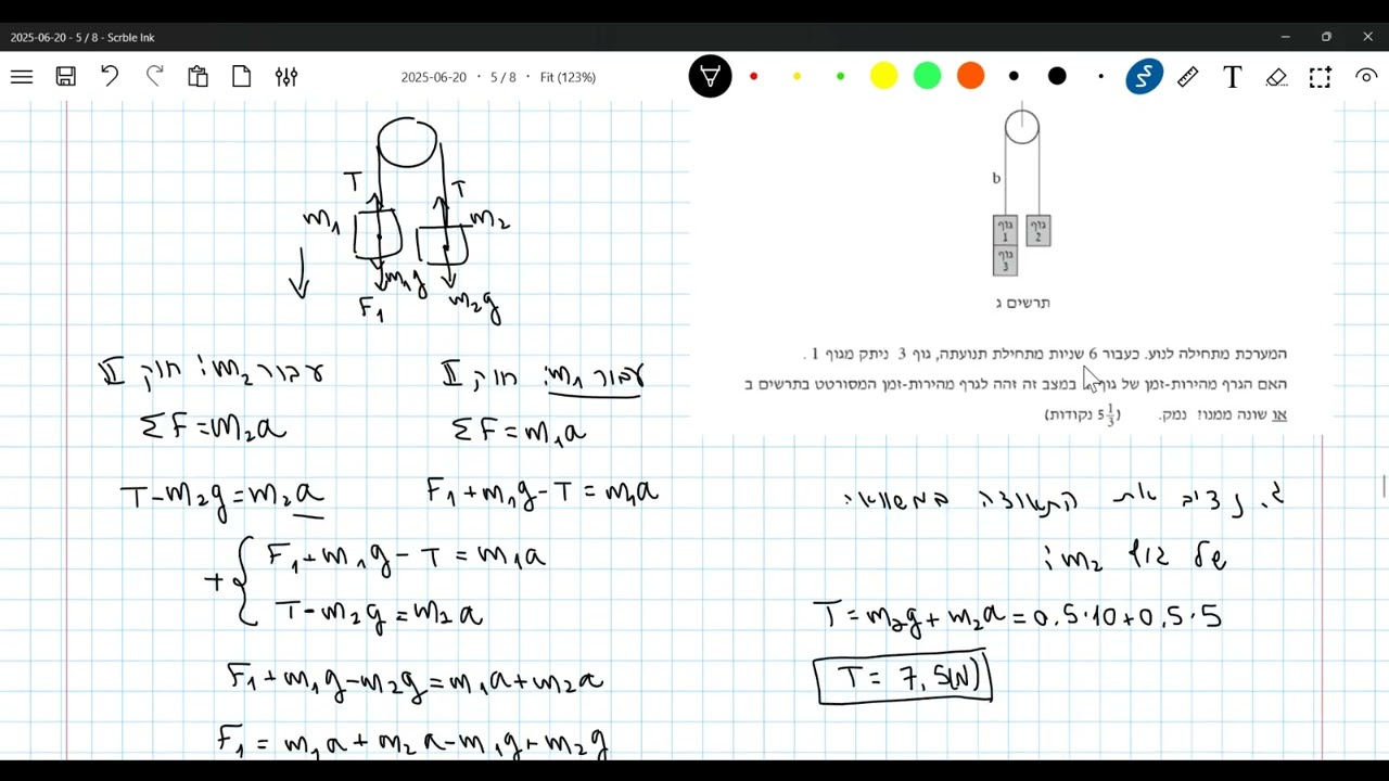 בגרות מכניקה 2008 שאלה 3 דינמיקה