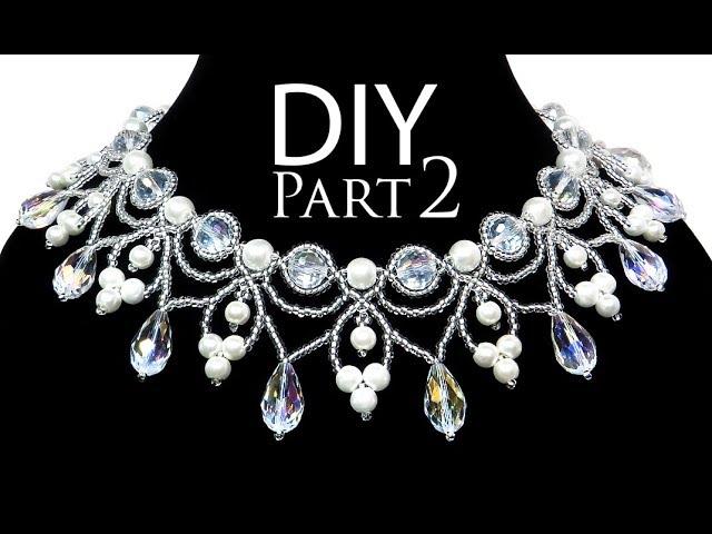 DIY: beading wedding necklace with pearls (part 2 of 2) / Свадебное колье из бисера и жемчуга