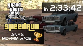 GTA San Andreas - Any% MDvMMw/CE speedrun in 2:33:42