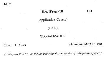 sol du B.A programme GLOBALIZATION question paper 3rd year (solved) 2018