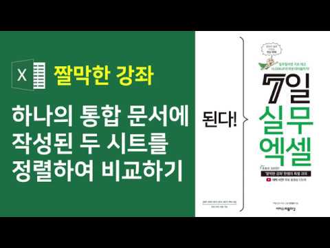 <strong>엑셀</strong> 기초] 하나의 <strong>통합</strong> 문서에 작성된 두 시트를 정렬하여 비교하기(자막)