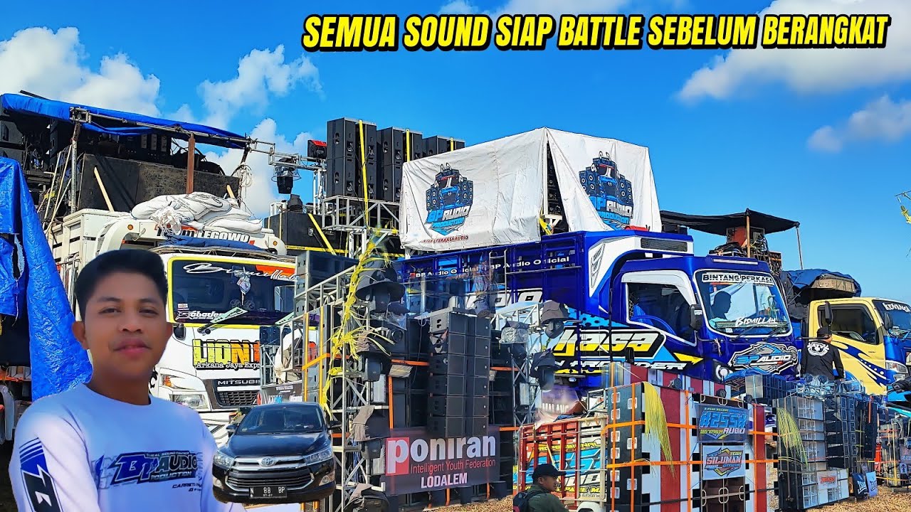 Gokil..iringan sound system menuju lapangan start karnaval Arjowilangun siap batle sebelum berangkat