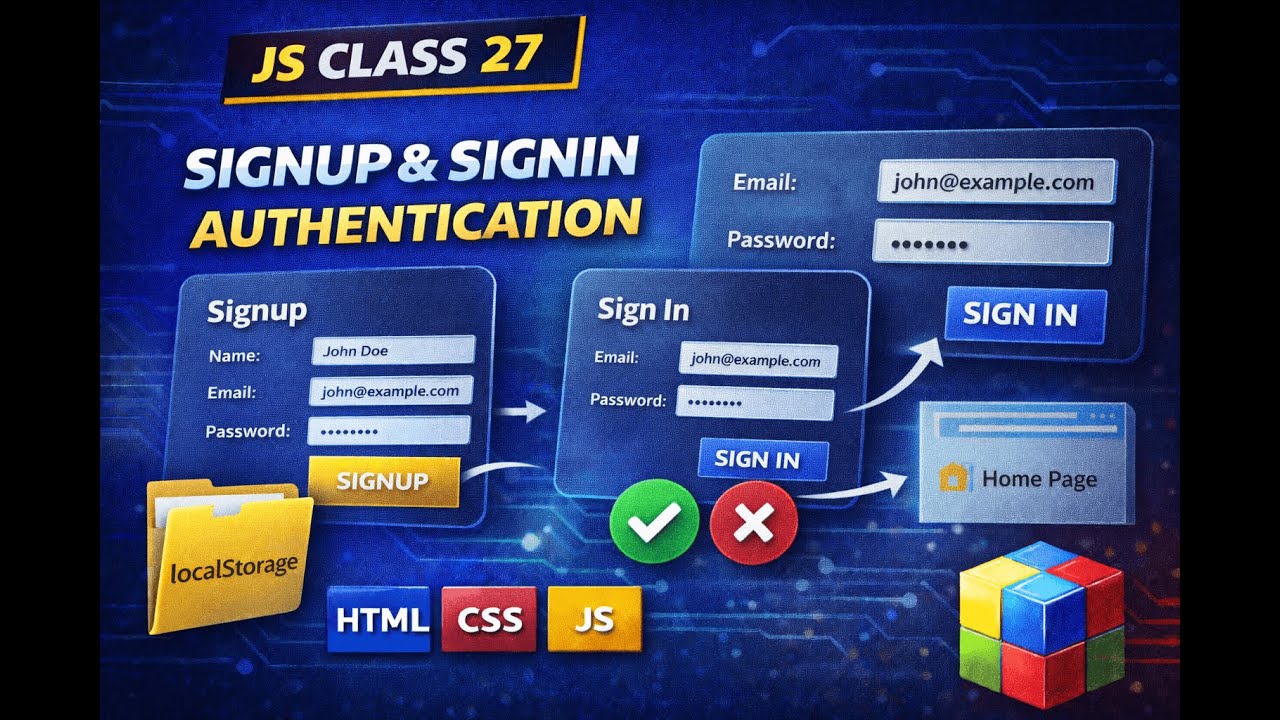 JS Class 27 | Signup & Signin Authentication Using JavaScript - YouTube