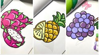 | Color With Me Compilation (ASMR) | Fruit & Veggie Edition | Satisfying | Alcohol Markers 