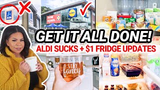 GET IT ALL DONE! Dollar Tree Fridge Organization UPDATE, Grocery Haul + Clean With Me