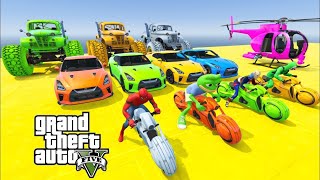 GTA V FNAF and POPPY PLAYTIME CHAPTER 3 in the Epic New Stunt Race For MCQUEEN CARS by Trevor