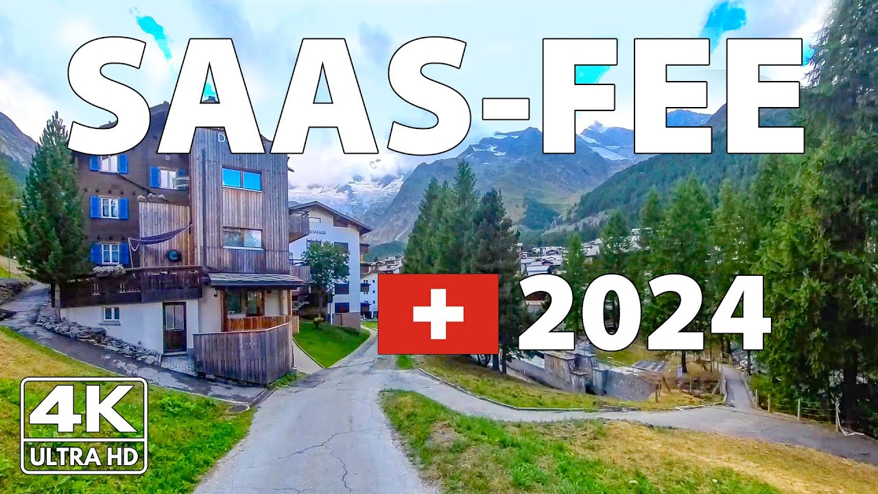 Саас-Фе Швейцария Прогулка Walking Tour ⛅️ 4K с Субтитрами