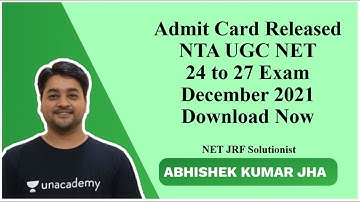 Good News | Admit Card 24 to 27 December 2021 Exam | NTA UGC NET
