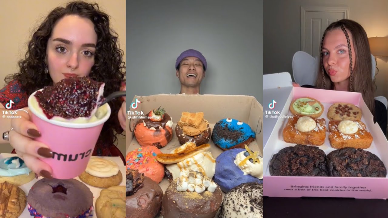 Tiktok Mukbang Compilation #2| SWEETS(crumble cookie and much more)