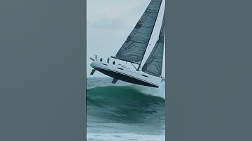 Racing Yacht Jumps a Giant Wave 🌊⛵ | Epic Sailing Moment #racingyacht #flying #waves #oceanwonder