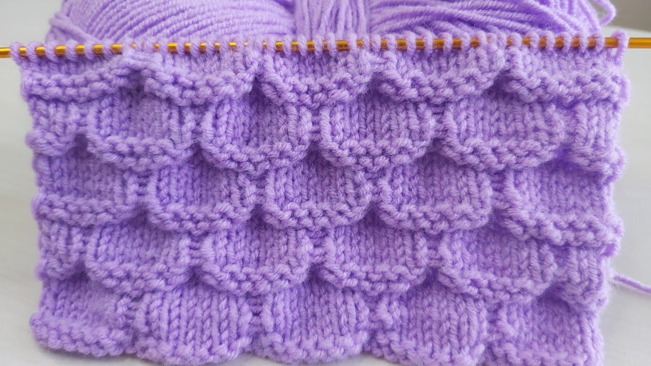 Kabartmalı kolay iki şiş örgü model anlatımı 💐crochet knitting