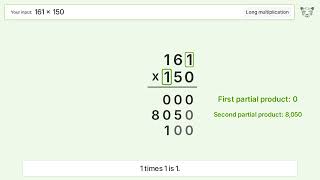 161 x 150 Long Multiplication - Step-by-Step
