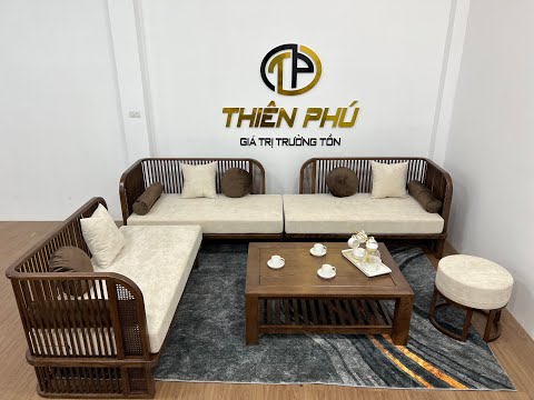 Video Sofa gỗ phong cách Indochine, đệm mút bọc nỉ nhập khẩu... - youtube