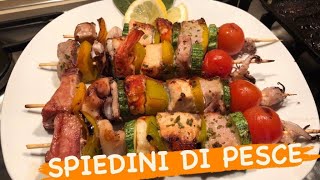 SPIEDINI DI PESCE E VERDURE fatti in casa alla griglia