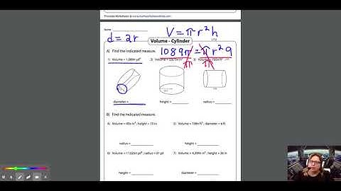 Volume of a Cylinder in terms of pi (Solving for a missing part)
