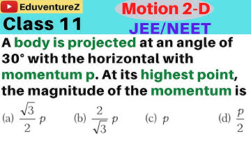 A body is projected at an angle of 30° with the horizontal with momentum p. At its highest point, th