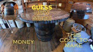 Barn Wood Whiskey Barrel Table