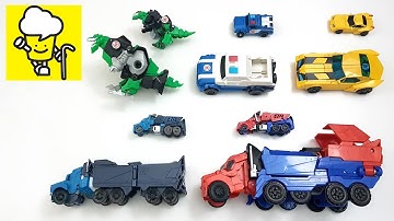 Transformer stop motion with Optimus Prime Grimlock Bumblebee Robots in Disguise