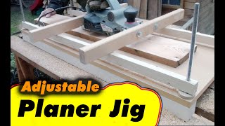 Planing wide Boards or Beams with Electric Hand Planer –Adjustable Thickness Planer Jig –Woodworking