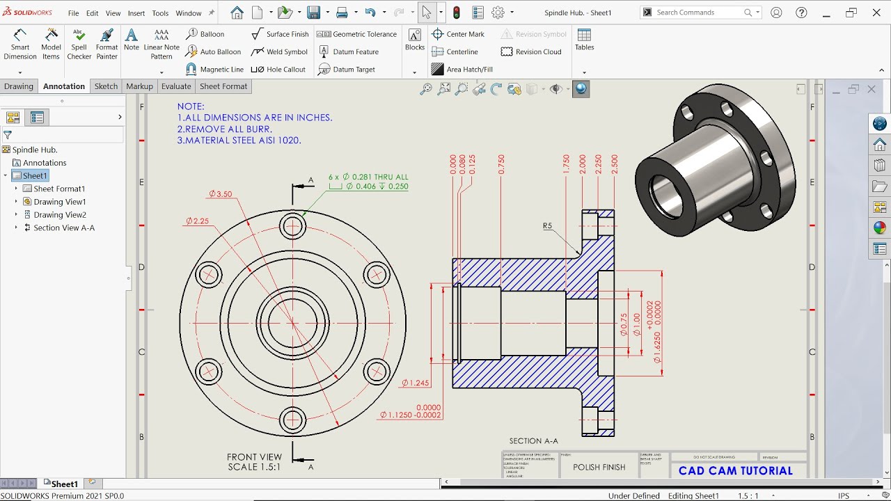 Make Drawing from Part in Solidworks | Solidworks Drawing