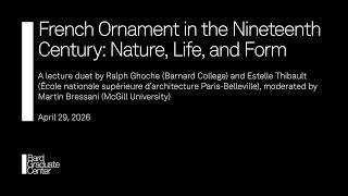 French Ornament in the Nineteenth Century: Nature, Life, and Form
A lecture duet by Ralph Ghoche (Barnard College) and Estelle Thibault (École nationale supérieure darchitecture Paris-Belleville), moderated by Martin Bressani (McGill University)
Inspired by thirteenth-century gothic architecture, Eugène Emmanuel Viollet-le-Duc understood ornament as the medium through which the vital energies of the living world became visible. Ornament distilled the anatomical logic of the plants or animals it imitated, reaching back to primordial, pagan cults of nature and acquiring a regenerative power for the modern age. In this lecture duet—hosted and moderated by _Viollet-le-Duc: Drawing Worlds*_ co-curator Martin Bressani—Ralph Ghoche and Estelle Thibault explore, respectively, the contrasting ornamental philosophies of the Romantic/Eclectic and the Neo-Gothic movements, and the “natural laws” that guided nineteenth century ornamentation design in industrial arts education.
Ralph Ghoche is an assistant professor in the Department of Architecture at Barnard College. He is the author of _Ornament and Symbol in French Romantic Architecture: Simon-Claude Constant-Dufeux,_ published by McGill-Queen’s University Press in 2025. His current research is centered on French colonial architecture in Algeria during the nineteenth century, with a particular focus on the architectural, urban and territorial interventions of the Catholic Church in Algiers.
Estelle Thibault is a professor of architectural history and theory at École nationale supérieure d’architecture Paris-Belleville. Her research focuses on the history of architectural theories and ornament in late nineteeth-century France, as well as the history of architectural education. She is currently working on the reception of Gottfried Semper in the French-speaking cultural context.
Martin Bressani is the William C. Macdonald Emeritus Professor at McGill University’s Peter G-H Fu School of Architecture in Montréal. He is the author of _Architecture and the Historical Imagination: Eugène-Emmanuel Viollet-le-Duc 1814-1879_ (Ashgate, 2014) and coeditor of _Gothic Revival Worldwide. A.W.N. Pugin’s Global Influence_ (Leuven University Press, 2017); _The Companions to the History of Architecture—Nineteenth-Century Architecture_ (Wiley Blackwell, 2017); and _Narrating the Globe: The Emergence of World Histories of Architecture_ (MIT Press, 2024).
A Lee B. Anderson Memorial Lecture Duet
Lee Anderson, who worked for a time as an arts education teacher, has been referred to as the godfather of the Gothic revival in America. It is largely because of his impressive personal collection that the style has been rekindled among designers and other tastemakers. Lee passed away in 2010, but he left a legacy of philanthropic support through the Lee B. Anderson Memorial Foundation, whose mission is to support programs and organizations that advance an appreciation for the decorative arts.
*This event is presented in conjunction with _Viollet-le-Duc Drawing Worlds,_ on view at the BGC Gallery through May 24. French Ornament in the Nineteenth Century: Nature, Life, and Form
