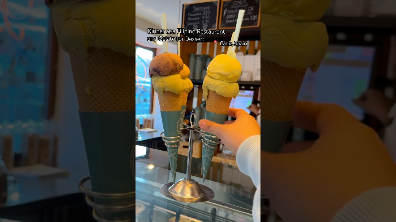 Dinner at a Filipino Restaurant and Gelato for Dessert in Cadiz, Spain 🇪🇸 #food #reels #ytshorts