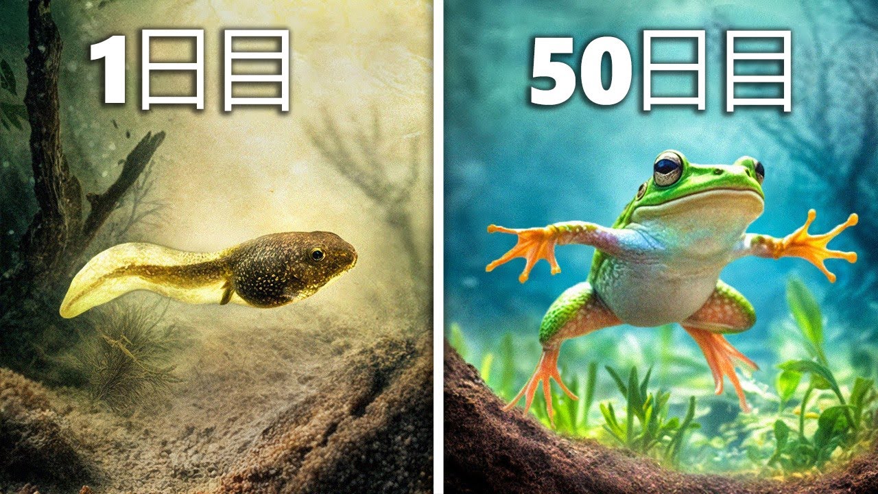オタマジャクシをカエルに育てる(50日間の進化)