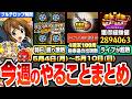 【モンスト】今週のやることまとめ※最高GW※原生の神殿で特EL掘りが超熱い!超幸運のライブは100周×4で◯回?運極作り放題や超大量経験値稼ぎ!周回すべき絶級とキャンペーン【へっぽこストライカー】