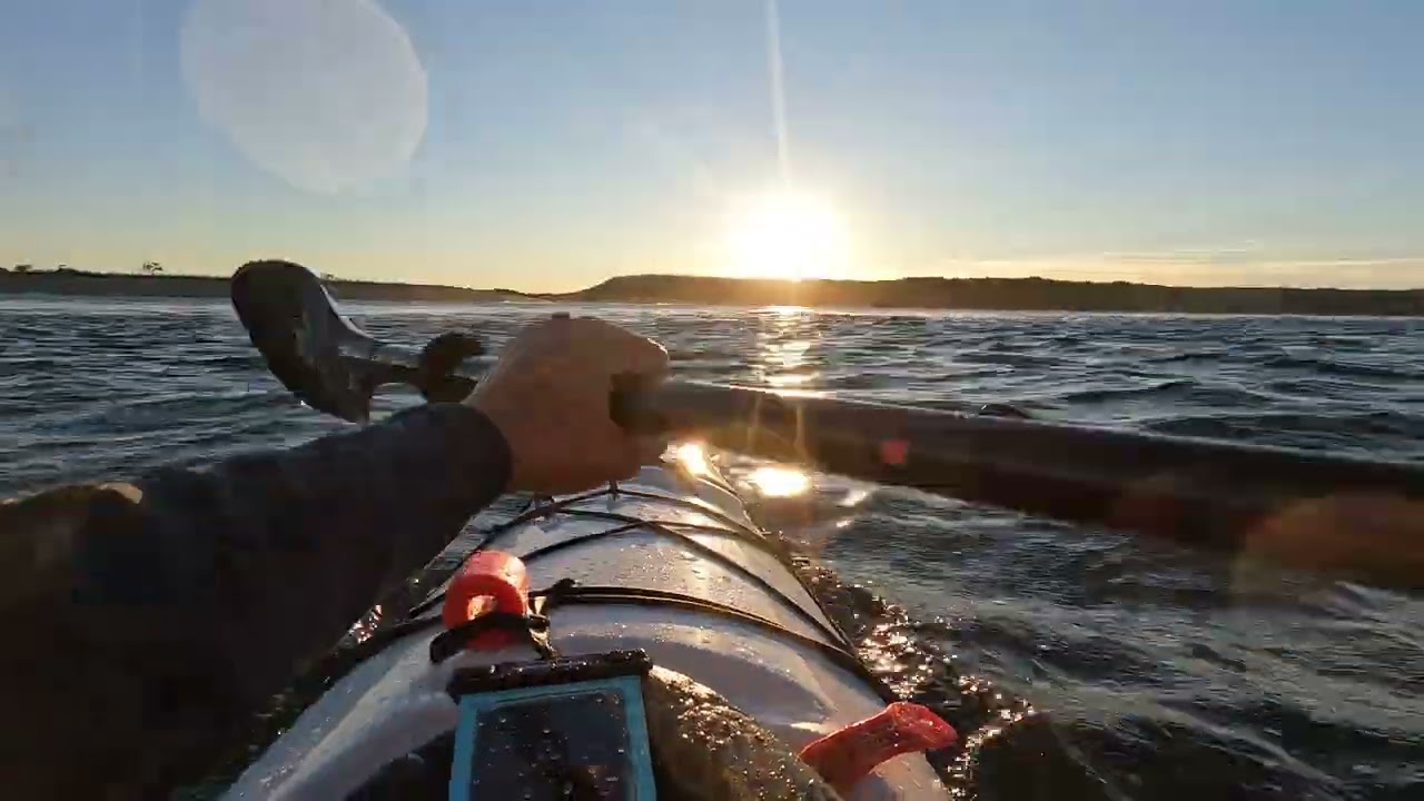Sea kayak speed training in windy day 15mph / 24mph gusts - raw video