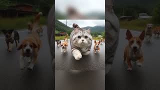 Cat Is Chased By Dogs