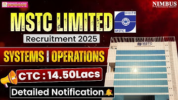 MSTC Limited Recruitment 2025 | Systems Operations Vacancy | Detailed Notification & Eligibility Out