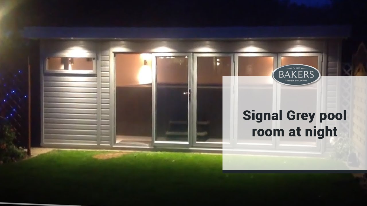 Signal Grey pool room at night