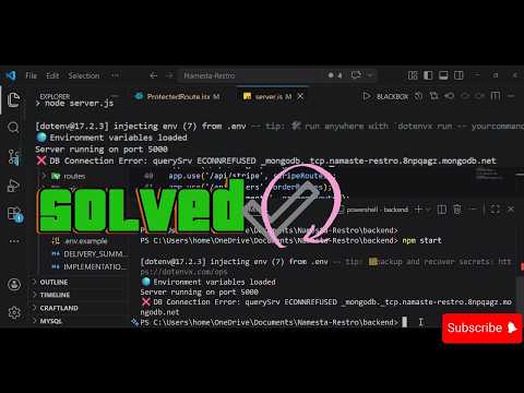 ❌ DB Connection Error: querySrv ECONNREFUSED _mongodb._tcp.namaste-restro.8npqagz.mongodb.net