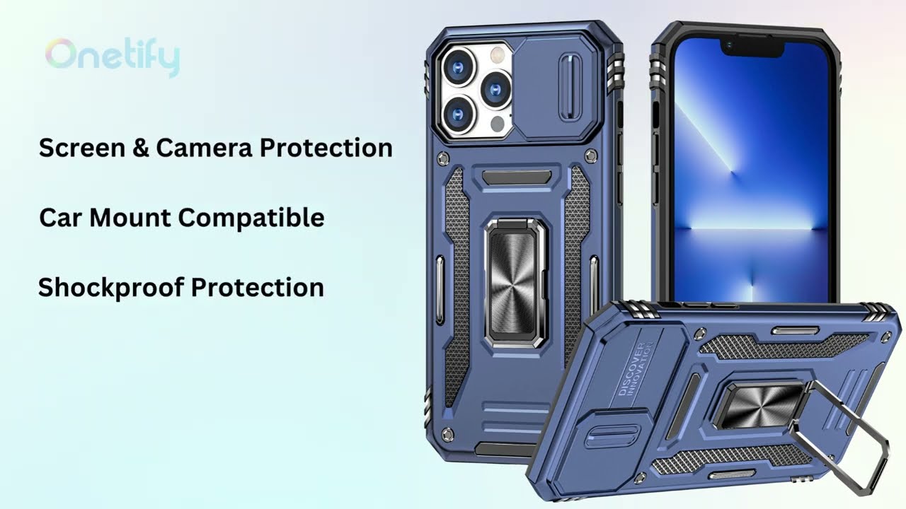 360 Protection Armor Kickstand Case for iPhone X to 14 series with Camera Lens Cover