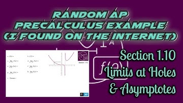 AP Precalculus Section 1.10 Example: Limits of Holes and Asymptotes on a Graph