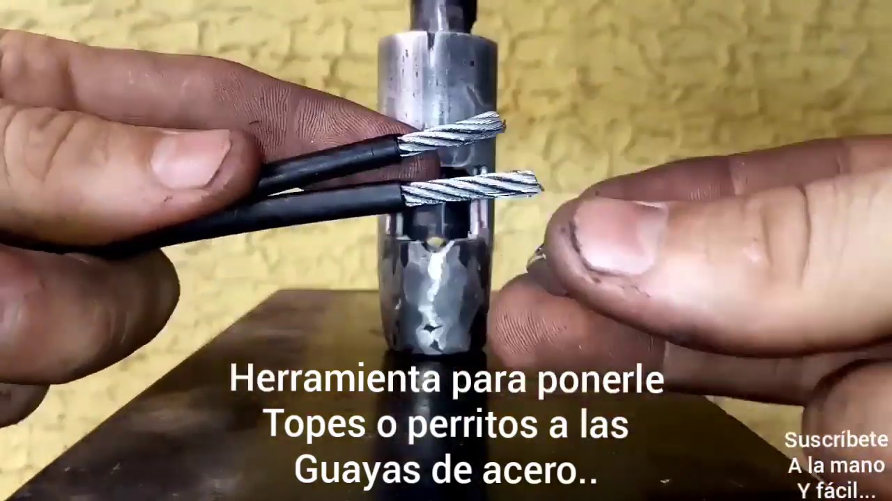 Herramienta para ponerle topes o perritos a la Guayas de acero - YouTube