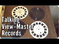 Tiny 80s talking viewmaster records played on a vintage turntable