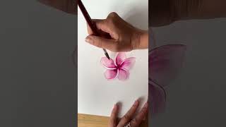 How to paint watercolor plumeria🌸 #shortsvideo #shorts #shortvideo #watercolortutorial #tropical